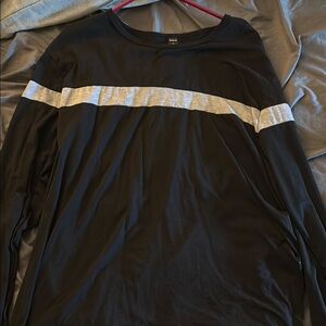 Black Long Sleeve Shirt with Gray Stripe